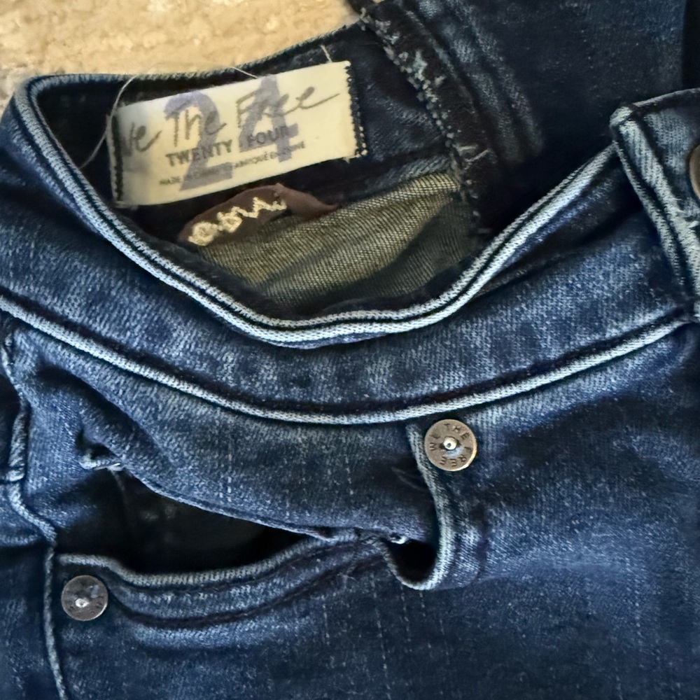 We The Free People Ma Cherie Flare Jeans - Dark Blue Lace Up Back - Picture 5 of 8